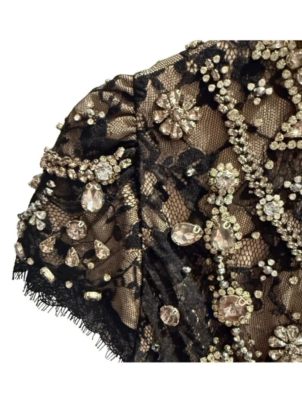 Alice + Olivia Dorian Crystal Embellished Mock Neck Mini Dress Size 4 MSRP $1,15 - Picture 6 of 10